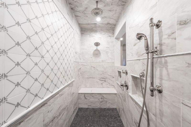 Walk-in Shower with Stone Tile Finish