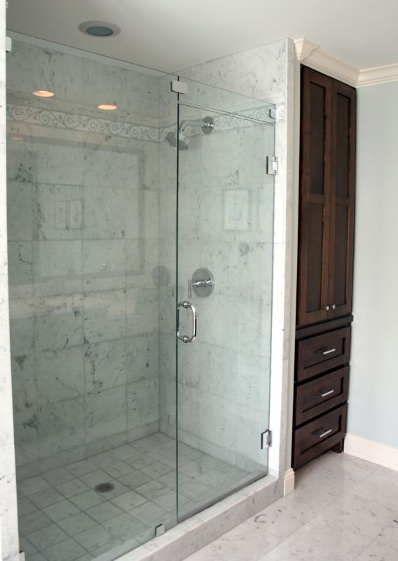 Glass Panel Shower with Minimal Frame